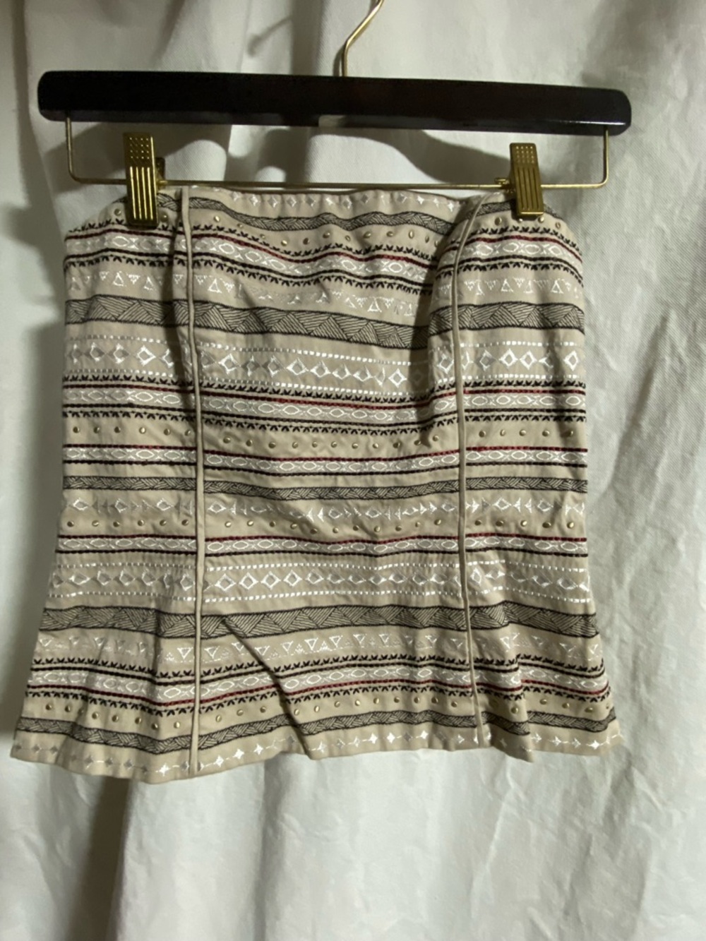 WHBM Beige Patterned Bustier Corset Top